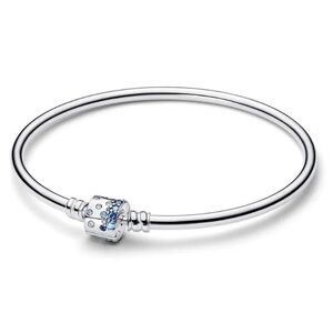 Authentic Pandora Silver Bangle with Blue Accents